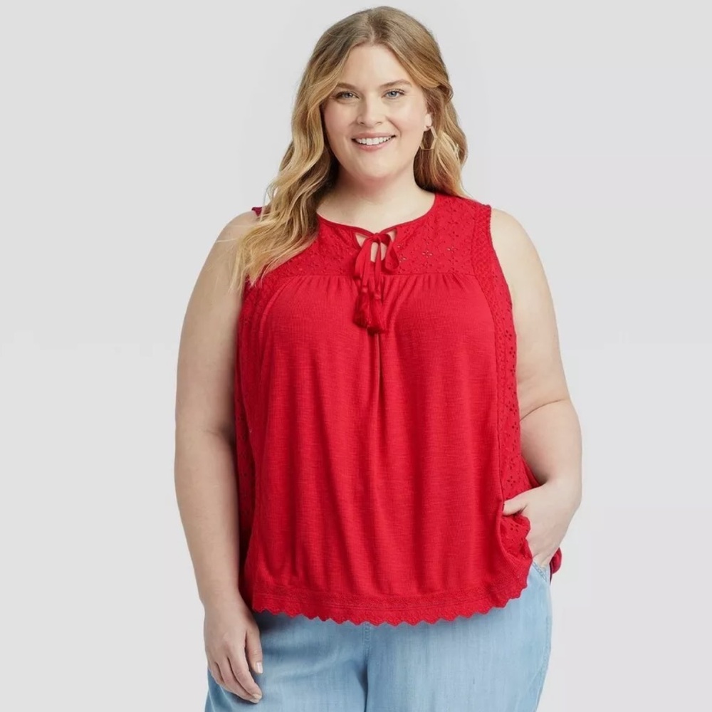Knox Rose Eyelet Lace Rib Knit Top
